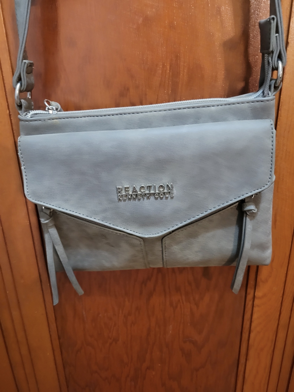 Kenneth Cole Reaction Gray Faux Suede Crossbody Bag